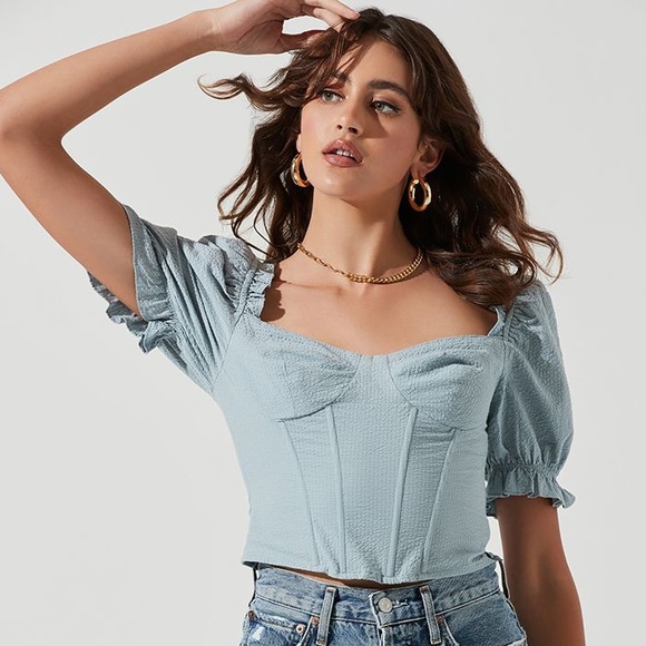 Astr Tops - ASTR THE LABEL | RAYA CORSET TOP BLUE